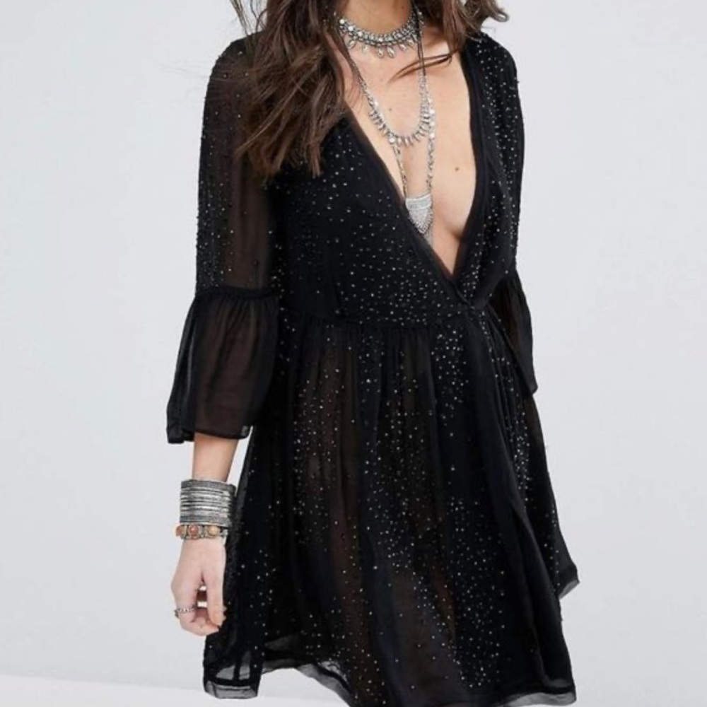 Free People Winter Solstice Sequin Beaded Embellished Dress size 4